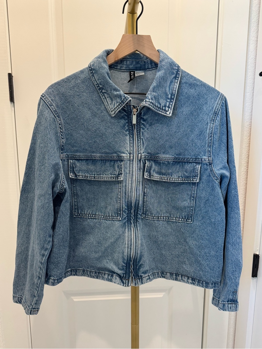 DIVIDED by H&M Denim Zip-Front Jacket - Light Blue